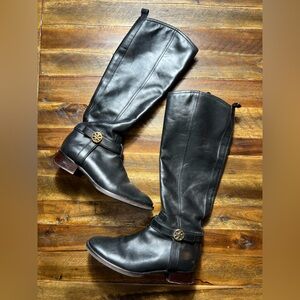 Tory Burch black leather knee high boots